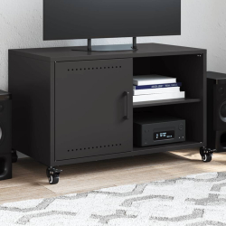 Szafka RTV, czarna, 68x39x43,5 cm, stal walcowana na zimno