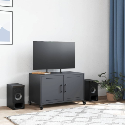 Szafka RTV, czarna, 68x39x43,5 cm, stal walcowana na zimno