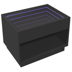 Stolik kawowy z LED Infinity, czarny, 70x50x50 cm