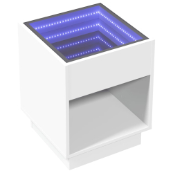 Stolik nocny z LED Infinity, biały, 40x40x50 cm