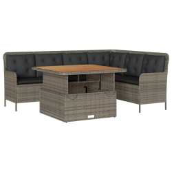 2-częściowa sofa ogrodowa z poduszkami, szara, polirattan