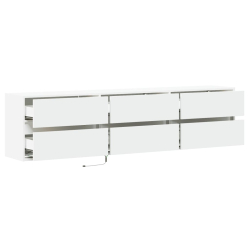Ścienna szafka pod TV, z LED, biała, 180x31x45 cm
