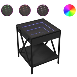 Stolik kawowy z LED Infinity, czarny, 40x40x49 cm