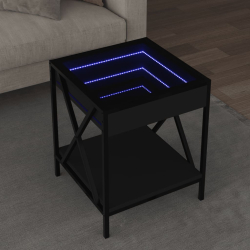 Stolik kawowy z LED Infinity, czarny, 40x40x49 cm