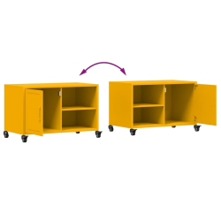 Szafka RTV, musztardowa, 68x39x43,5 cm, stal walcowana na zimno