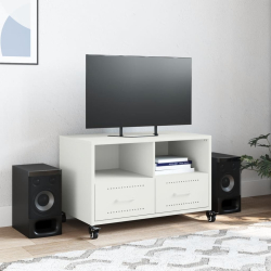 Szafka RTV, biała, 68x39x43,5 cm, stal walcowana na zimno
