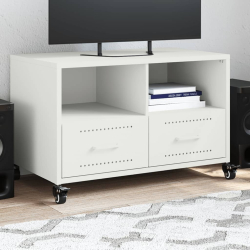 Szafka RTV, biała, 68x39x43,5 cm, stal walcowana na zimno