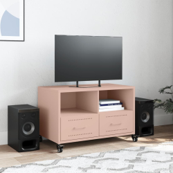 Szafka RTV, różowa, 68x39x43,5 cm, stal walcowana na zimno