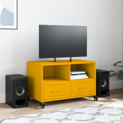 Szafka RTV, musztardowa, 68x39x43,5 cm, stal walcowana na zimno