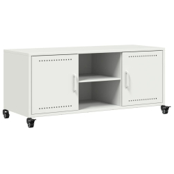Szafka RTV, biała, 100,5x39x43,5 cm, stal walcowana na zimno