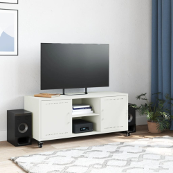 Szafka RTV, biała, 100,5x39x43,5 cm, stal walcowana na zimno
