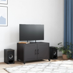 Szafka RTV, czarna, 68x39x43,5 cm, stal walcowana na zimno