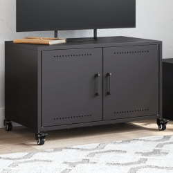 Szafka RTV, czarna, 68x39x43,5 cm, stal walcowana na zimno