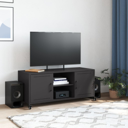 Szafka RTV, czarna, 100,5x39x43,5 cm, stal walcowana na zimno