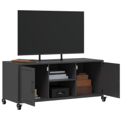 Szafka RTV, czarna, 100,5x39x43,5 cm, stal walcowana na zimno