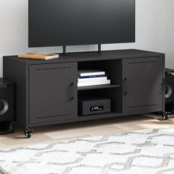 Szafka RTV, czarna, 100,5x39x43,5 cm, stal walcowana na zimno