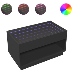 Stolik kawowy z LED Infinity, czarny, 90x50x50 cm