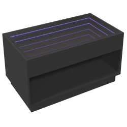 Stolik kawowy z LED Infinity, czarny, 90x50x50 cm