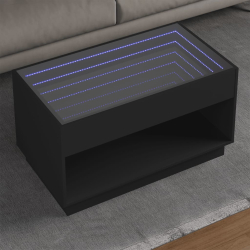 Stolik kawowy z LED Infinity, czarny, 90x50x50 cm