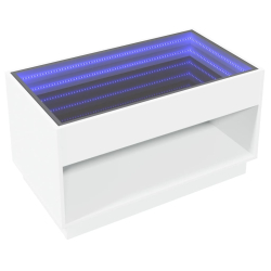 Stolik kawowy z LED Infinity, biały, 90x50x50 cm