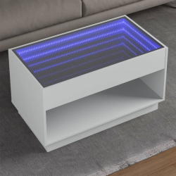 Stolik kawowy z LED Infinity, biały, 90x50x50 cm