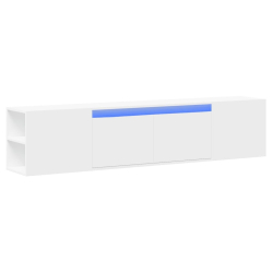 Ścienna szafka pod TV, z LED, biała, 180x31x39,5 cm