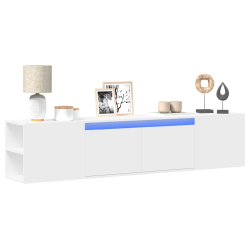 Ścienna szafka pod TV, z LED, biała, 180x31x39,5 cm