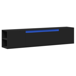 Ścienna szafka pod TV, z LED, czarna, 180x31x39,5 cm