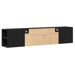 Ścienna szafka pod TV, z LED, czarna, 180x31x39,5 cm