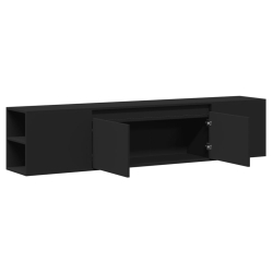 Ścienna szafka pod TV, z LED, czarna, 180x31x39,5 cm