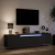 Ścienna szafka pod TV, z LED, czarna, 180x31x39,5 cm