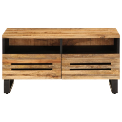 Stolik kawowy, 80x55x40 cm, surowe lite drewno mango
