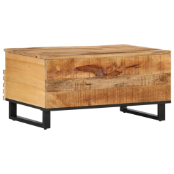Stolik kawowy, 80x55x40 cm, surowe lite drewno mango