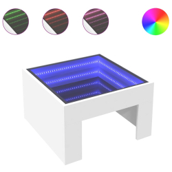 Stolik kawowy z LED Infinity, biały, 50x50x30 cm