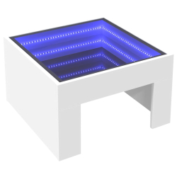 Stolik kawowy z LED Infinity, biały, 50x50x30 cm