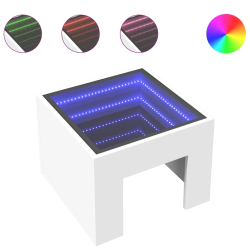 Stolik kawowy z LED Infinity, biały, 40x40x30 cm