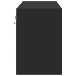 Ścienna szafka TV z LED, czarna, 80x31x45 cm