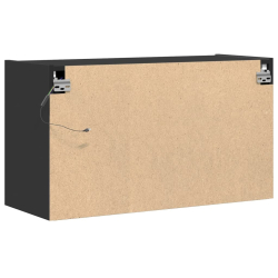 Ścienna szafka TV z LED, czarna, 80x31x45 cm