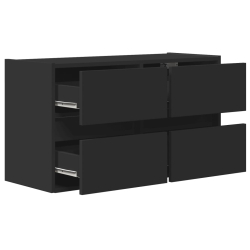 Ścienna szafka TV z LED, czarna, 80x31x45 cm