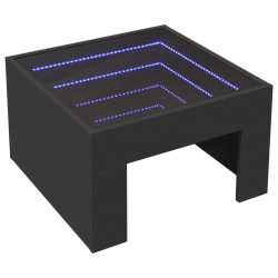 Stolik kawowy z LED Infinity, czarny, 50x50x30 cm