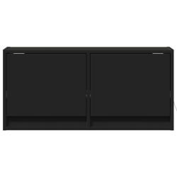 Ścienna szafka TV z LED, czarna, 80x31x35 cm
