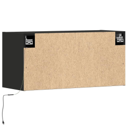 Ścienna szafka TV z LED, czarna, 80x31x35 cm