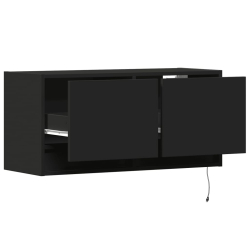 Ścienna szafka TV z LED, czarna, 80x31x35 cm