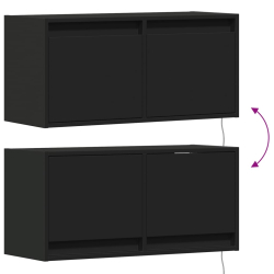 Ścienna szafka TV z LED, czarna, 80x31x35 cm