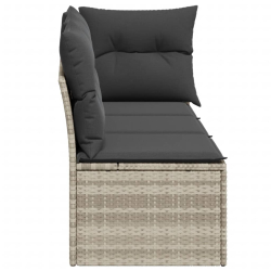 Sofa ogrodowa z poduszkami, 3-osobowa, jasnoszara, polirattan
