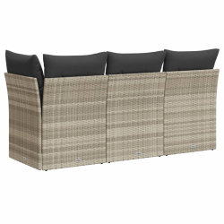 Sofa ogrodowa z poduszkami, 3-osobowa, jasnoszara, polirattan