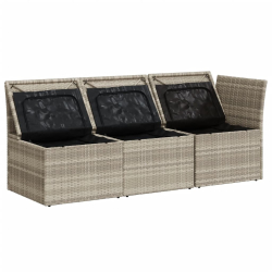 Sofa ogrodowa z poduszkami, 3-osobowa, jasnoszara, polirattan