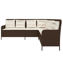 Narożna sofa ogrodowa z poduszkami, brązowa, polirattan