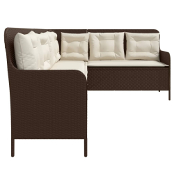 Narożna sofa ogrodowa z poduszkami, brązowa, polirattan