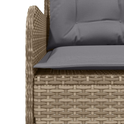 Narożna sofa ogrodowa z poduszkami, beżowa, polirattan